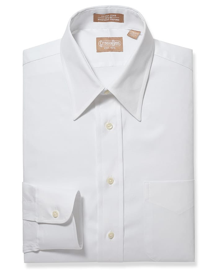 Gitman Bros. Point Collar Pinpoint White Dress Shirt