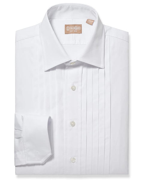 Highgate Pleated Square-Front White Tuxedo Shirt