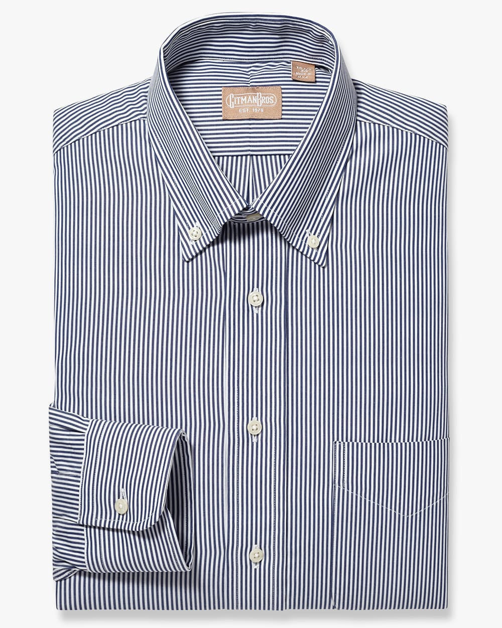 Gitman Bros. Button Down Bengal Stripe Navy Dress Shirt